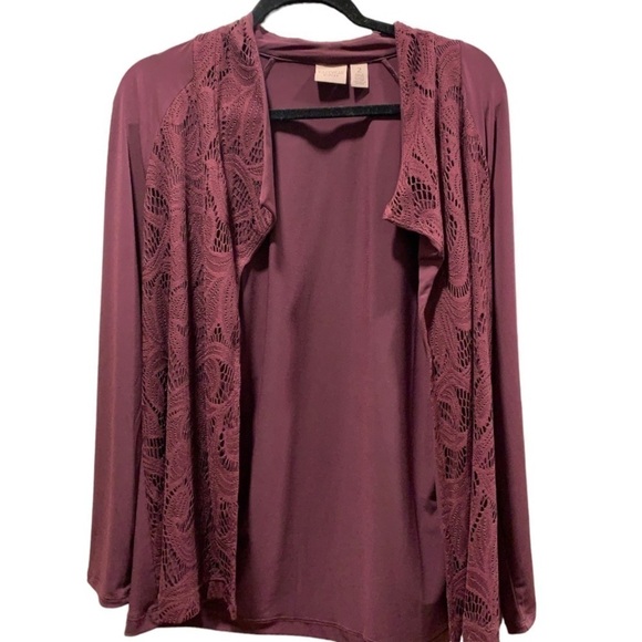 EASYWEAR Chico’s Open Lace Cardigan size 2 - Picture 1 of 9